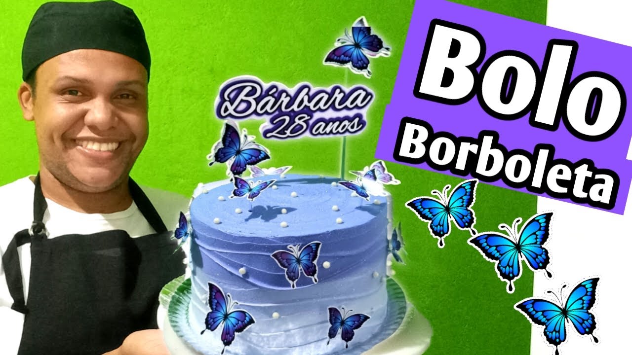 Mamãe fez Bolo - Wave cake com borboletas em buttercream e