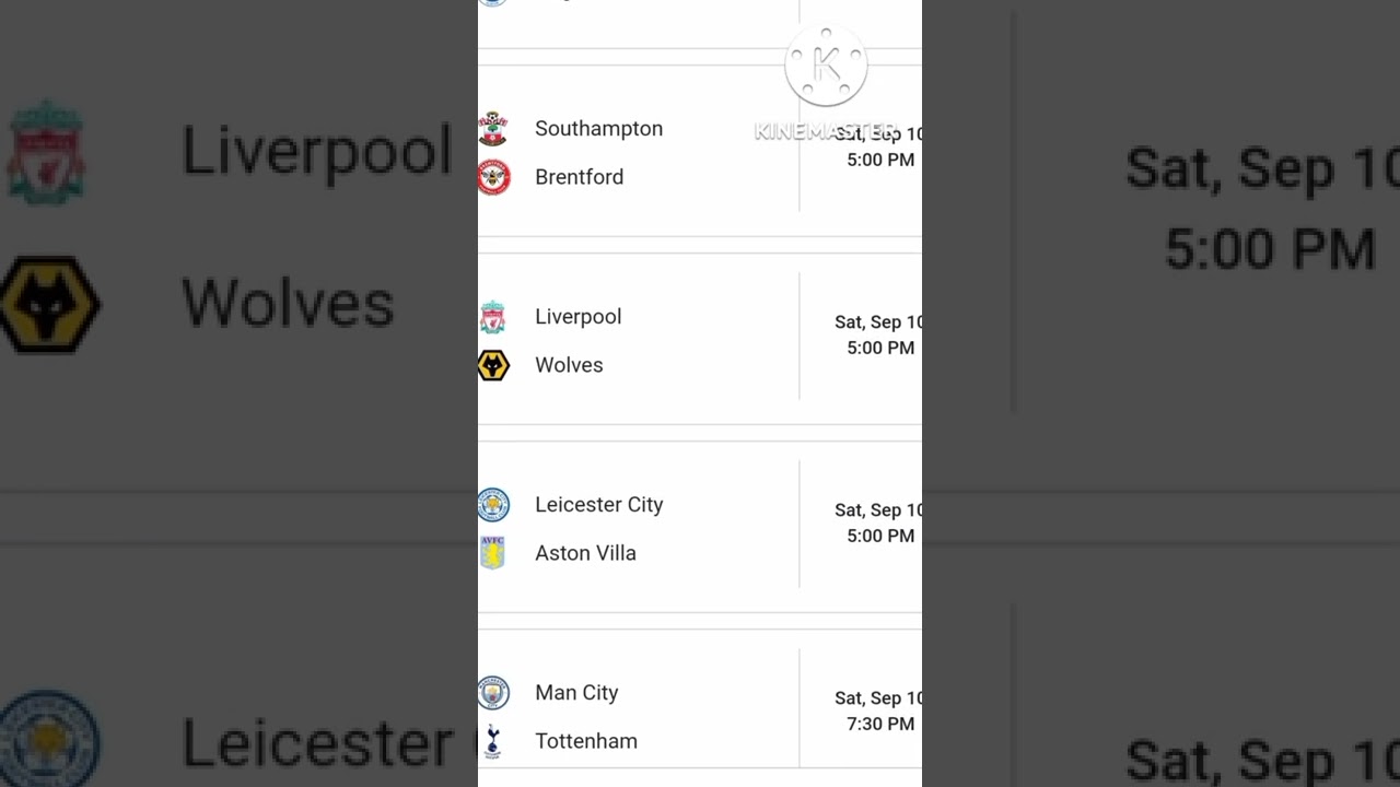 English premier league's fixtures,sep 10 ,2022/23 Win Big Sports