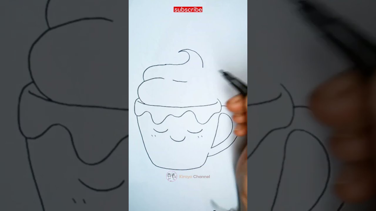how to draw cute pudding cup