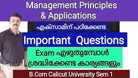 Important Questions for the exam/Management Principles and Applications/Calicut University B.Com