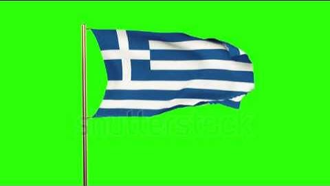 Greece flag waving in the wind. Looping sun rises style. Animation loop. Green screen, alpha matte.