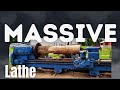 Huge lathe Log turning!! Hotsaw log prep.