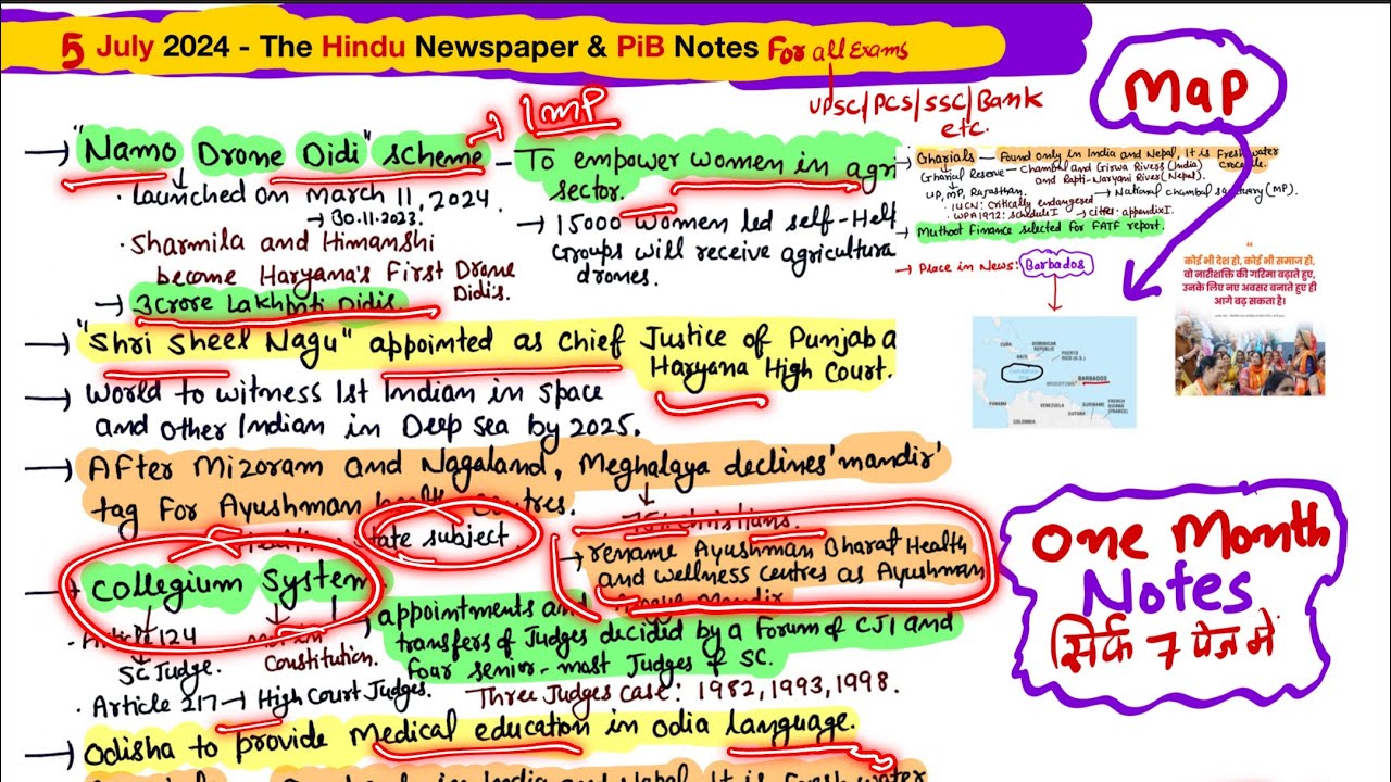 5 July 2024 | The Hindu Notes | Pib Notes | Handwritten Notes For UPSC ...