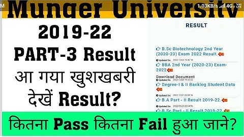 Munger University 2019-22 PART-3 Final Result आ गया देखें कितना Pass कितना Fail Official Notice देखे