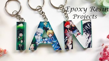 Epoxy Resin Keychain Tutorial | keychain with photo for Beginners | Resin keychain letter Hunter X