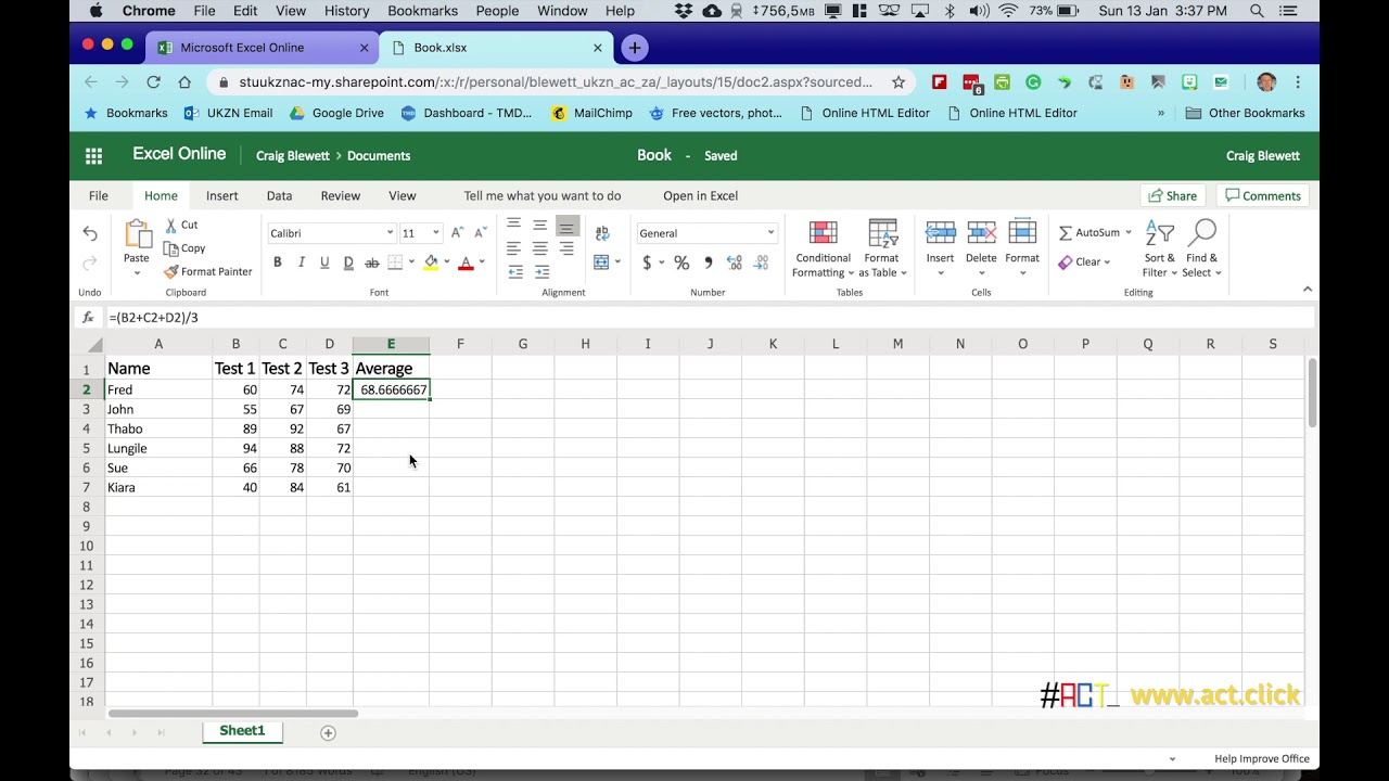 Microsoft Excel - Lesson 3 - Formulas - YouTube