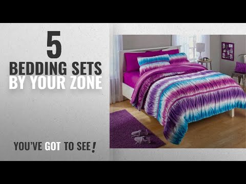top-10-your-zone-bedding-sets-[2018]:-2pc-teen-girls-reversible-purple-and-blue-tie-dye-ombre-ruched