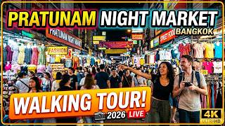 Bangkok Thailand Night Walk 2026 🇹🇭 Pratunam Market Full of Food & Fashion