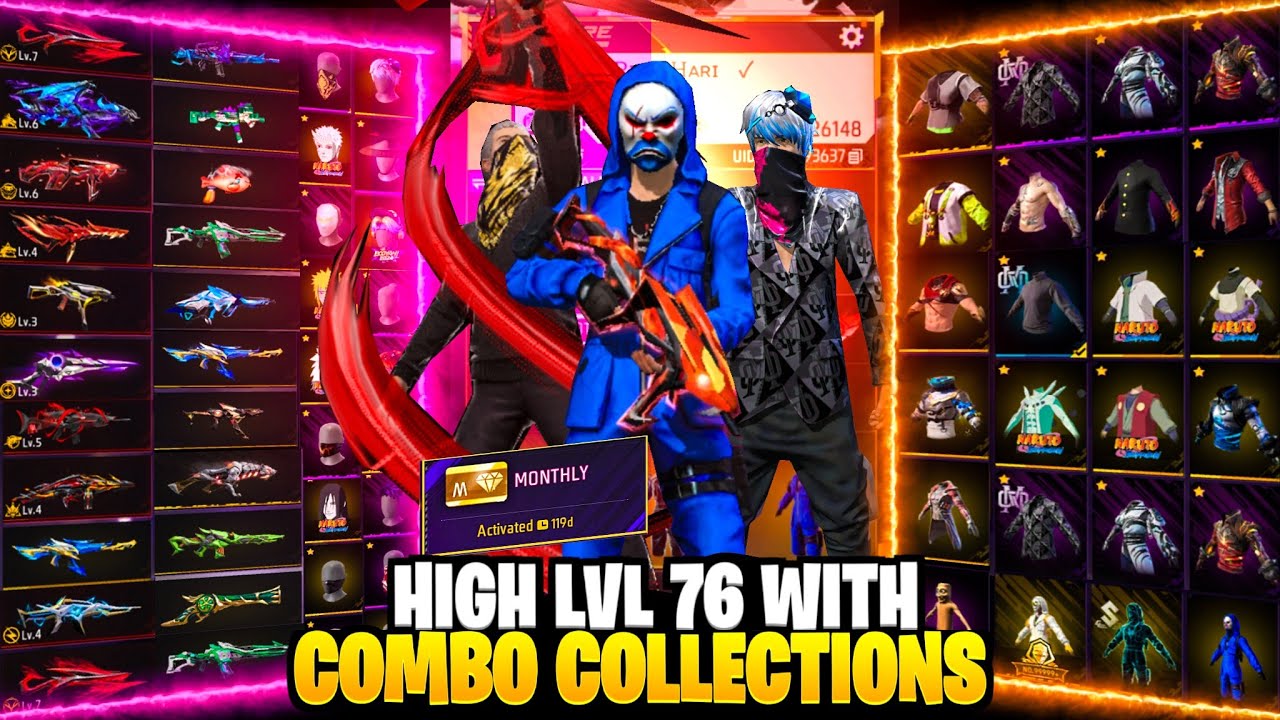 FREE FIRE OLD DRESS COLLECTIONS ID SELL🥵 ||1 + 2 NEAR GUNS MAX ID SALE🔥||HIGH LVL 76😎||IN TAMIL✅💯