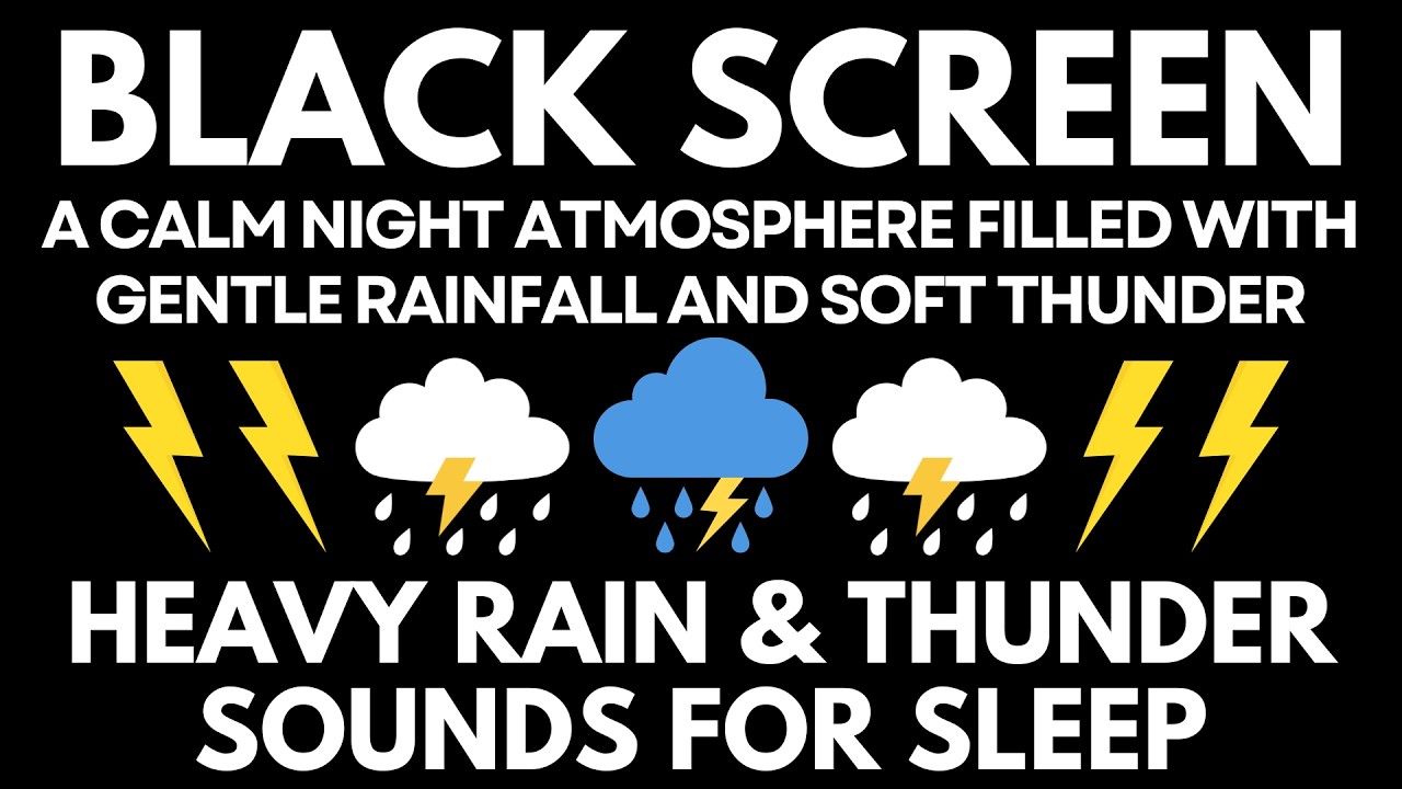 A Calm Night Atmosphere Filled with Gentle Rainfall and Soft Thunder | Beat Insomnia - No Ads