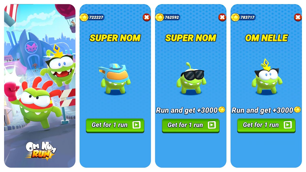 Om Nom Run Gameplay Super Nom vs Om Nelle