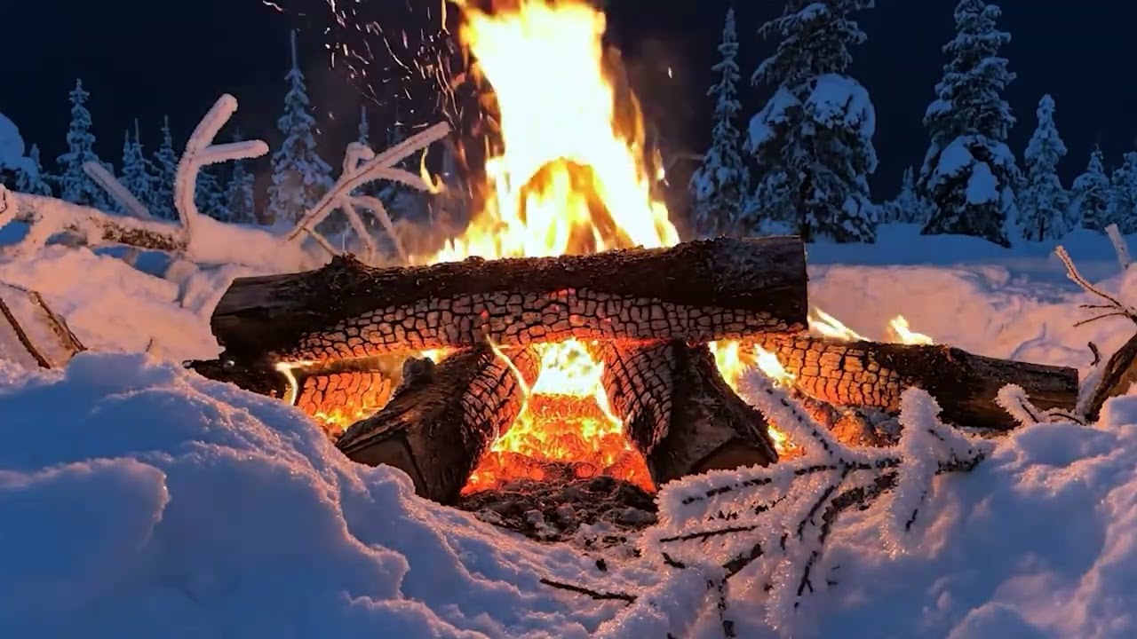 Your Mind Will Slow Down Here ❄️🔥 Quiet Winter Campfire by a Frozen Lake at Night
