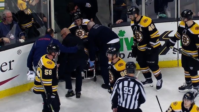 Bruins' Carlo stretchered off after ugly fall near boards - YouTube