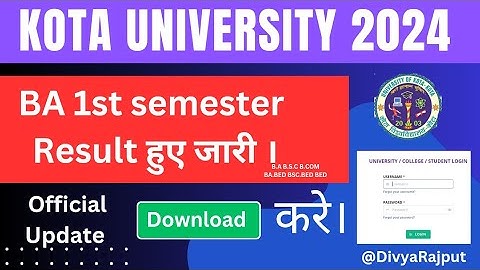Kota University Ba 1st semester result declared Kota University ba1st semester ka result kaise check