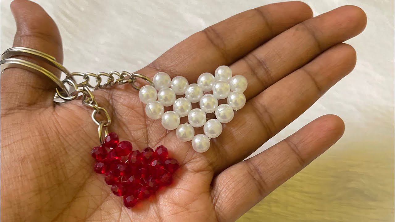 Keychain Style-2. Heart Keychains. #diy #diybeadedjewelry  #handmade #keychain #tutorial  #simple