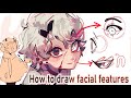 How i draw facial features eyes nose and mouth tutorial