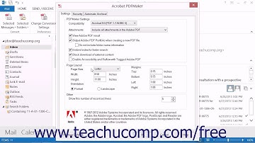 PDF Settings and Automatic Archival in Outlook - Adobe Acrobat XI Training Tutorial Course