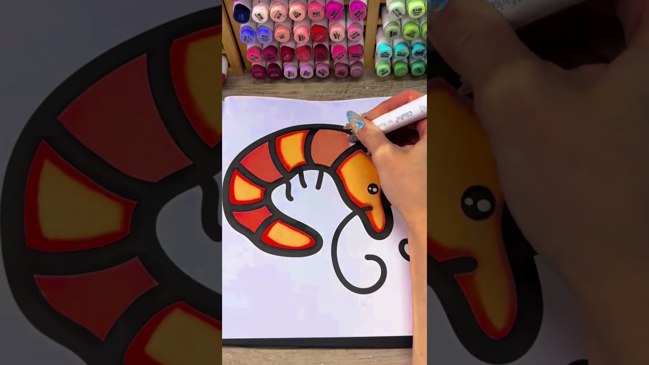 Coloring the Shrimp 🦐 | Can You Guess the Color I Picked?#coloring #shrimp #guessthecolor