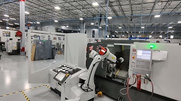 VID-17 CNC Automation Haas ST30 Working With Turn-Assist Essential Machine-tending Robot