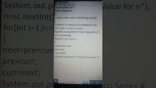 How to find Fibonacci series in java💯👩‍💻🖥️Programming in java #java #new #shorts #learn #programming