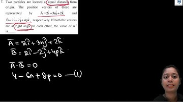 Two particles are located at equal distance from origin. The position vectors of | Crack Champions