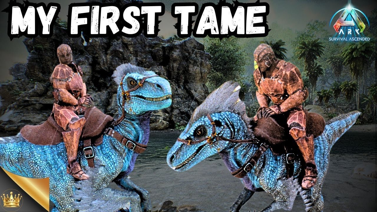 My first time taming a RAPTOR: Ark Survival Ascended Gameplay - YouTube