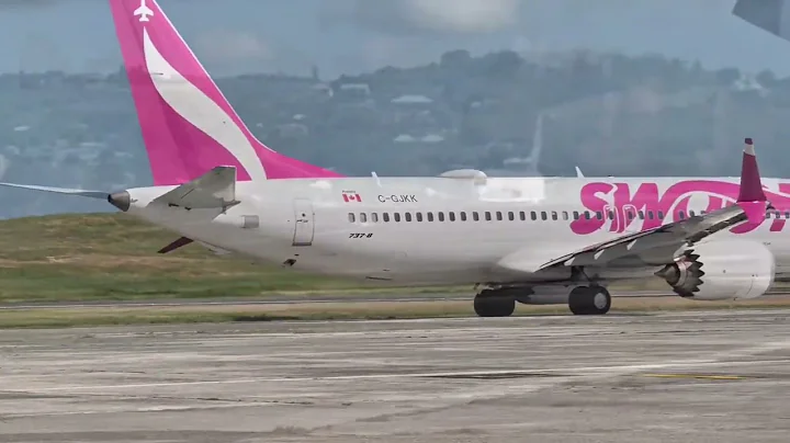 WESTJET Boeing 737 MAX 8 (C-GJKK) Full Taxi & Takeoff | Stunning Antigua Views!