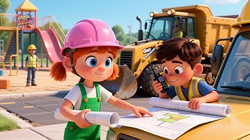 Construction Vehicles Build a Playground | Fun Teamwork Song for Kids | Kids Songs