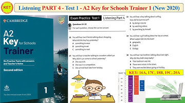 A2 KEY for Schools Trainer 1 - Listening Part 4 - Test 1 (Transcript + Key)
