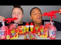 ASMR RED FOOD, CANDY SPRAY, JUICY DROP GUM, DIP-N-LIK, POP ROCKS CANDY MUKBANG | EATING SOUNDS