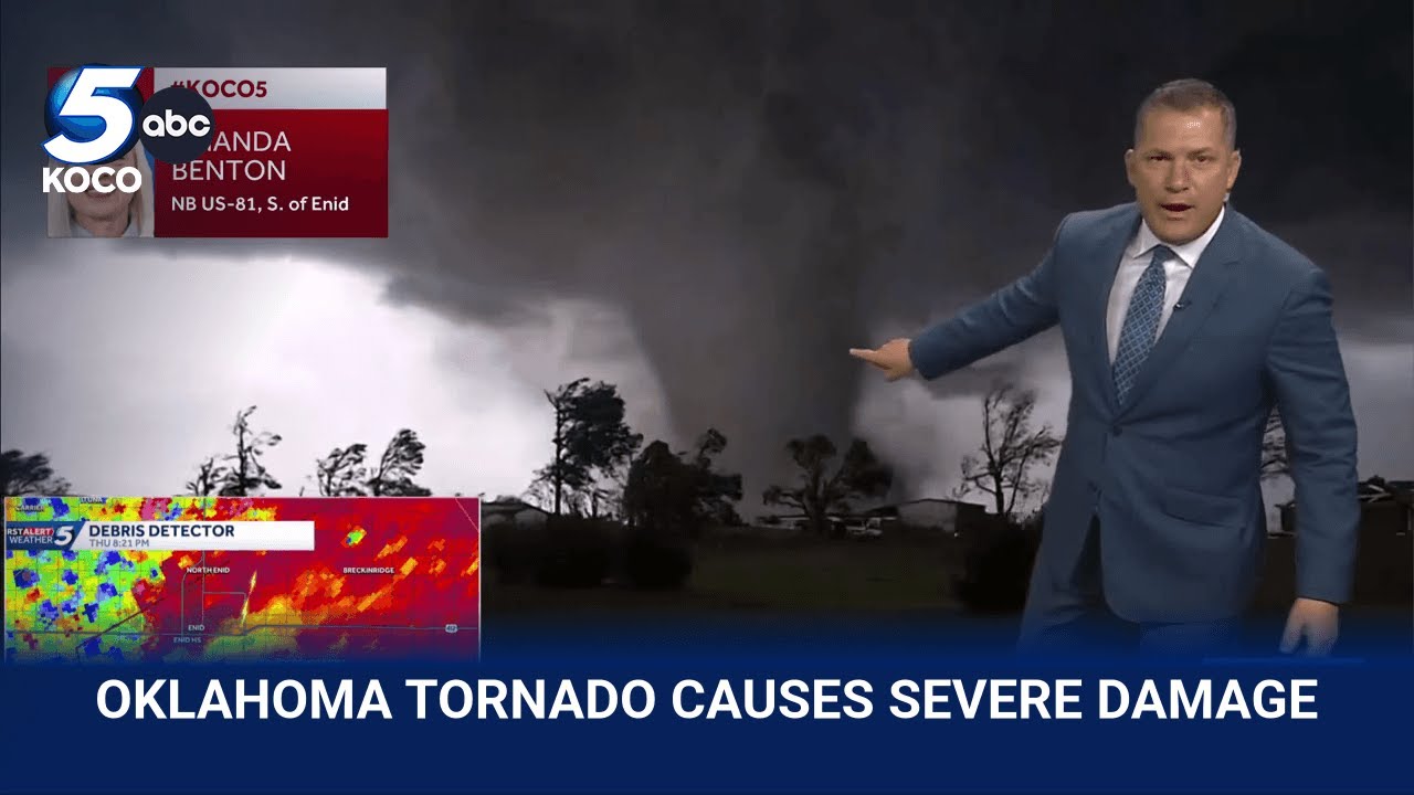Homes flattened by violent tornado south of Enid - YouTube