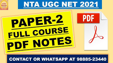 Paper 2 Pdf Notes full course ugc net 2021 New syllabus New Notes