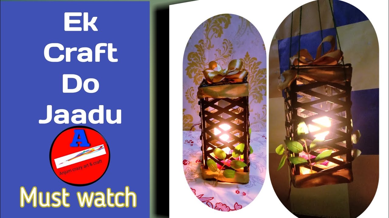 DIY ice cream sticks lamp/Handmade wooden lamp for table & hanging decoration/Room decor craft
