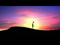 free , Person standing on mountain with sunset sun, balloon, clouds Hd 4k