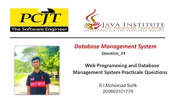 Question Set 14 / Database Management System / Java Institute