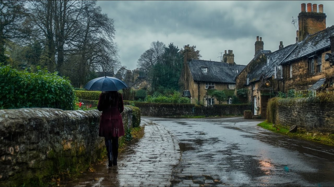 A Forgotten English Village Lost in Heavy Rain | 4K Cinematic Walk