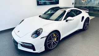 Brand New White 2022 Porsche 911 Turbo S Coupe | SportDesign Package | Walkaround |