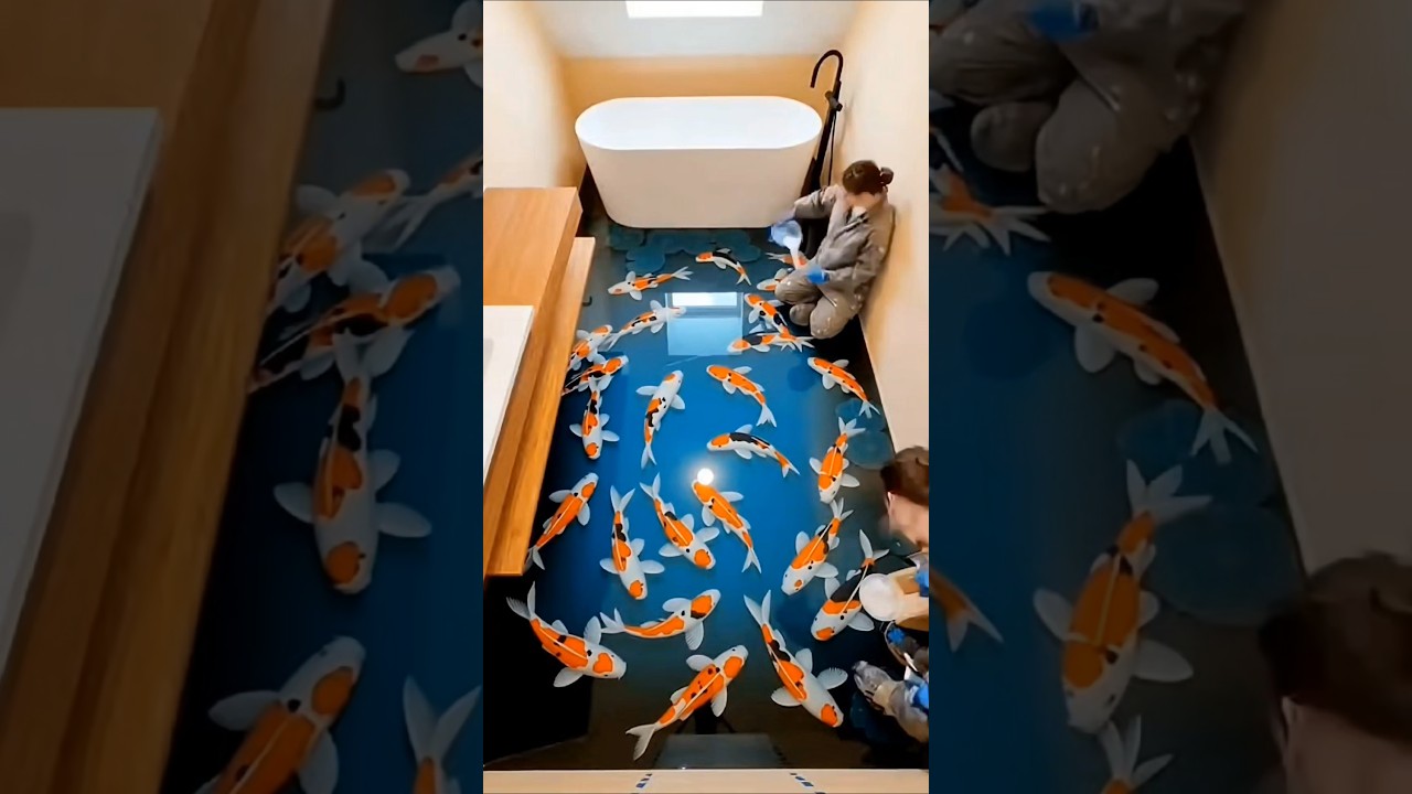 DIY 3D Koi Fish Pond Epoxy Floor 🐟🌊 