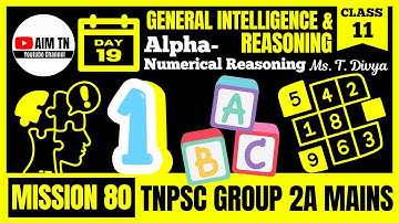 🧠 General Intelligence & Reasoning - 11 | 😱 Alpha Numerical Reasoning | Ms. T. Divya | Mission 80