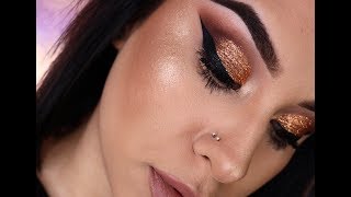 Copper Glitter Eye Makeup Walk Through