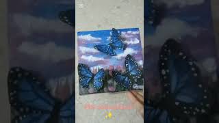 Drawing butterfly on canvas painting ✨🔥 #art #shorts #anime #animeeart