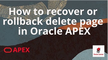 How to Recover Delete page in oracle apex | Oracle apex delete page recover