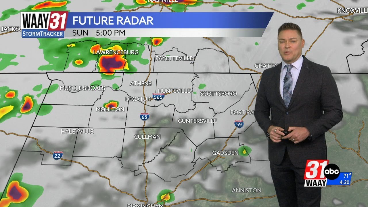 Watching for a few late day storms in north Alabama on Sunday - YouTube