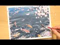 アクリル絵の具で【桜】の描き方🌸 /鯉と水面に舞い落ちた桜の花びら/初心者のための簡単なアクリル画/Step by step