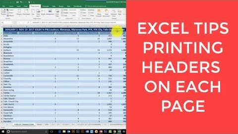 EXCEL TIPS- PRINTING HEADERS ON EACH PAGE