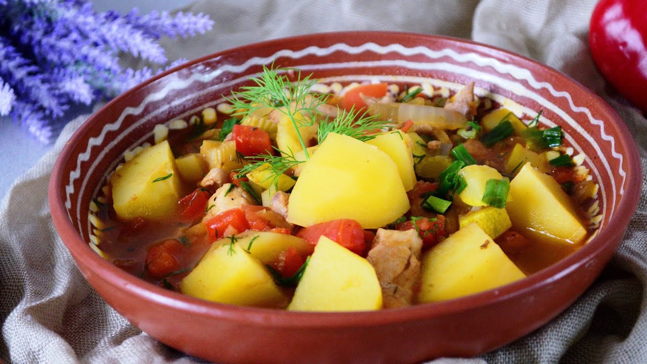 Как приготовить овощное рагу РЕЦЕПТ с картошкой, кабачками и курицей