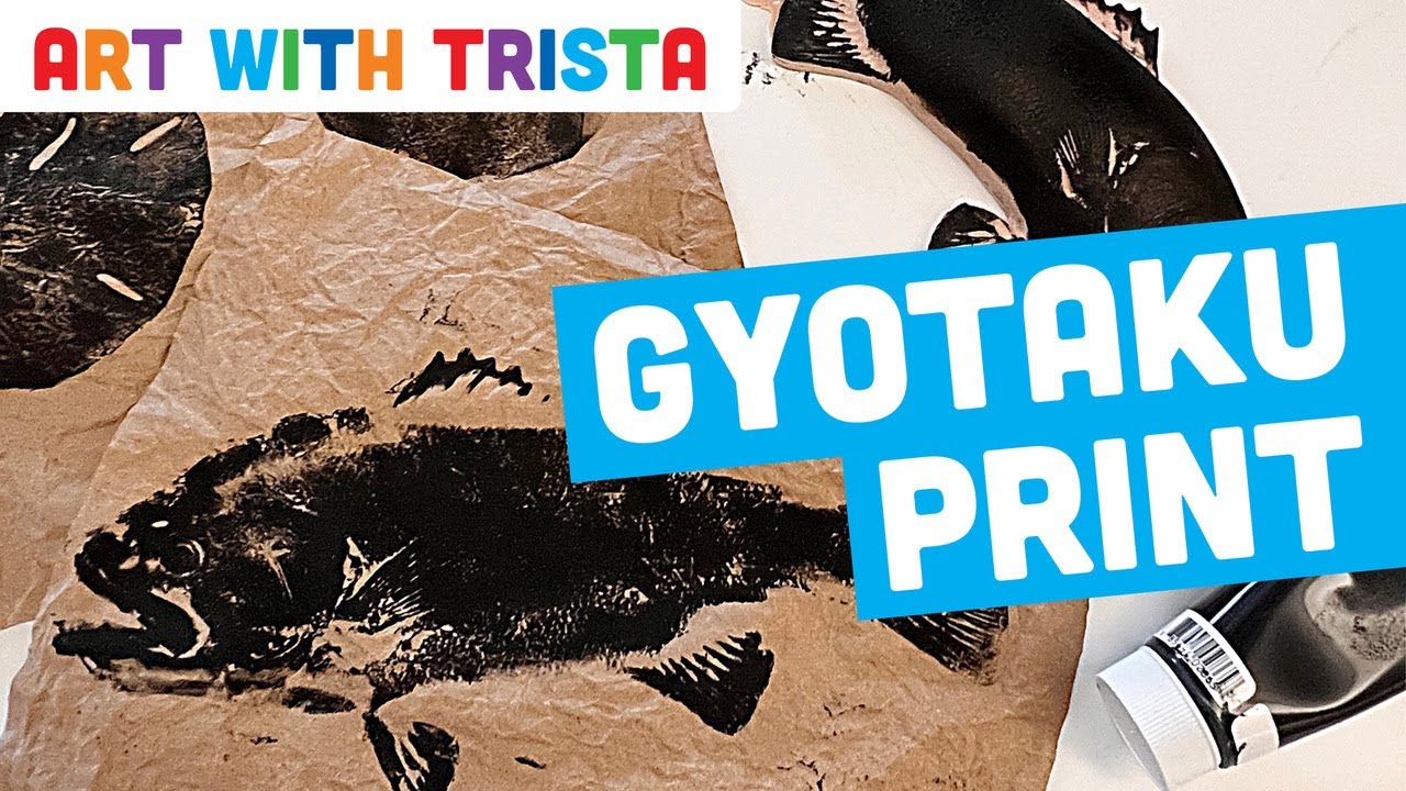 Japanese Gyotaku Print Monoprint Printmaking Lesson Video Tutorial Art WIth  Trista 