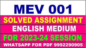 mev 001 solved assignment 2023-24 | mev 1 solved assignment in english 2024 | mev 1 2024
