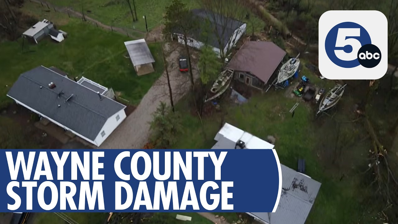 Wayne County Sheriff's Office captures storm damage on drone - YouTube
