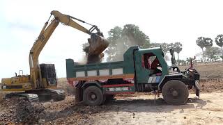 Excavator, dump truck transportation excavation activities